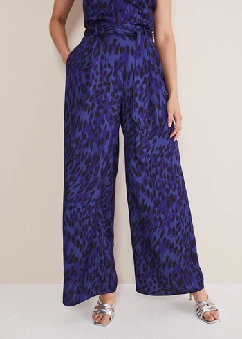 Phase Eight Coletta Leopard Prints Trousers Purple USA | 1950273-PL